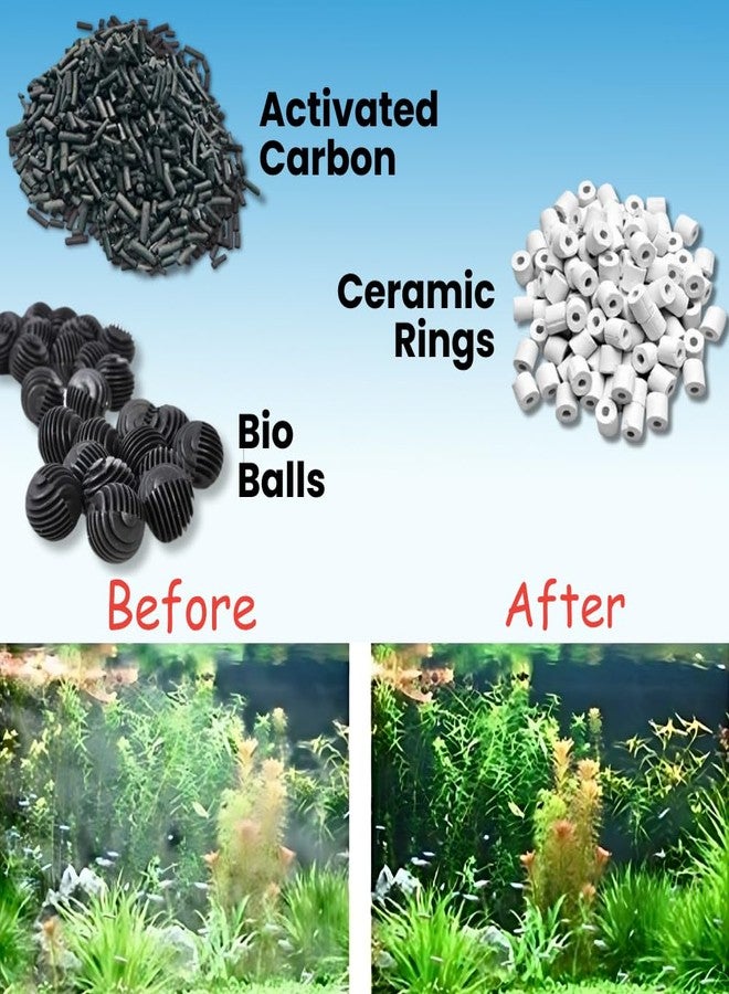 TED Tabbies Aquarium Filter Media, 250G Ceramic Rings, 250G Activated Carbon + 25 Pcs Bio Balls and Bio Media Aquarium Sponge Filter for Fish Tank. - Image 4